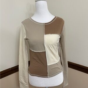 Hollister Brown Patchwork Long Sleeve